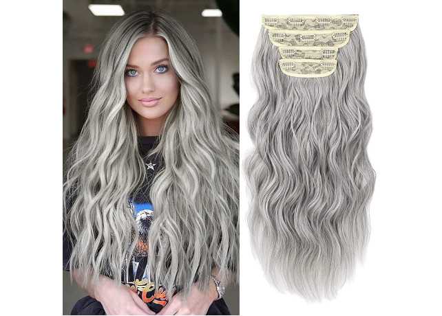 Extensii Clip On Sintetic (super volum) GREY, 200g